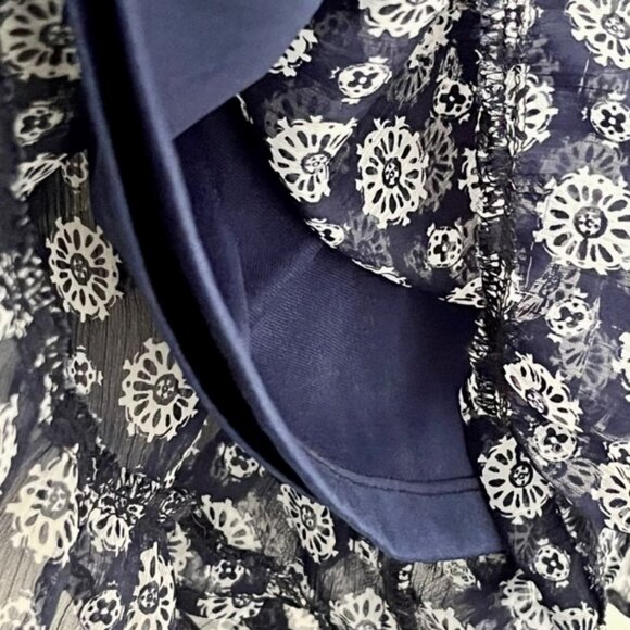 Band of Gypsies Navy/White Faux Wrap 3/4 Sleeve, Semi Sheer Romper - S - Picture 8 of 9